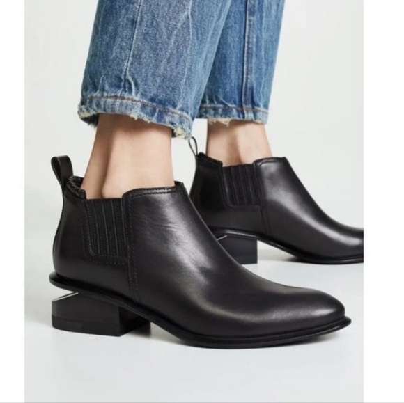 Alexander Wang Shoes - Alexander Wang Kori Bootie With Rhodium Leather Black Chelsea Ankle Cutout 37.5